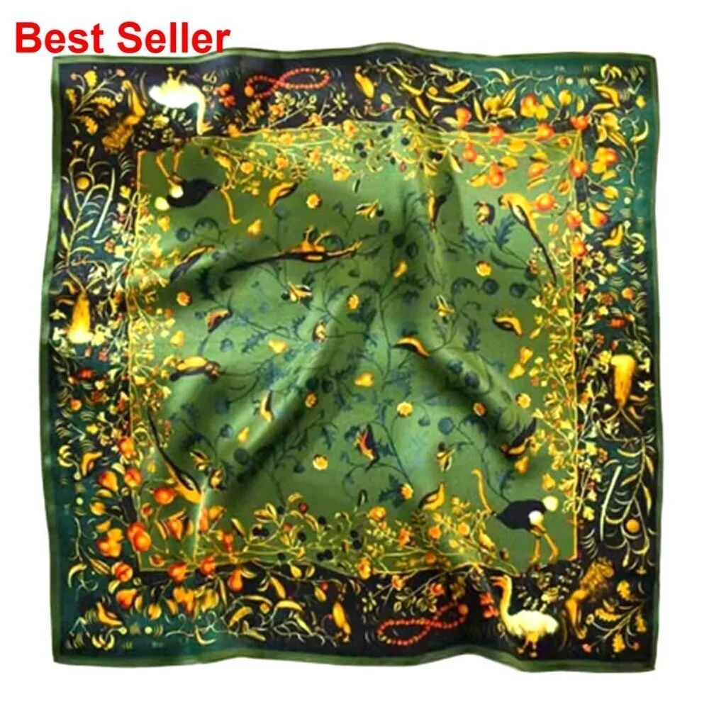 100% Mulberry Silk Square Scarf for Hair, 25.6